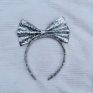 Silver Sequin Bow Headband